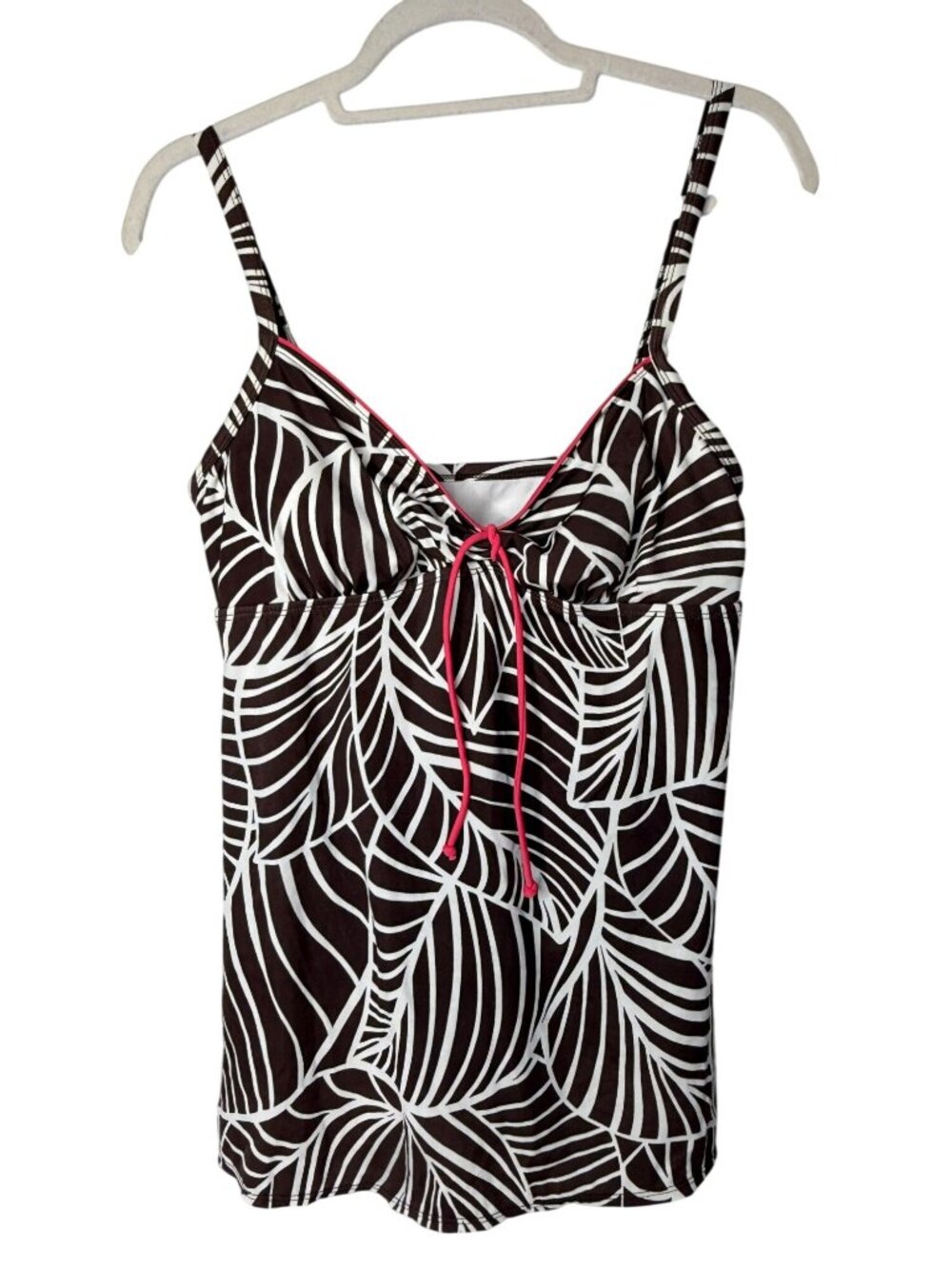 Kim Rogers Large Brown Tropical One Piece Swimdress Swimsuit